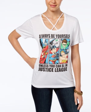 Camiseta blanca para mujer DC Comics Justice League Be Yourself Graphic Tee para mujer