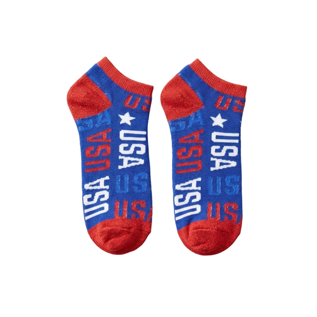 American Flag USA Americana Shimmer Thread No-Show Ankle Socks