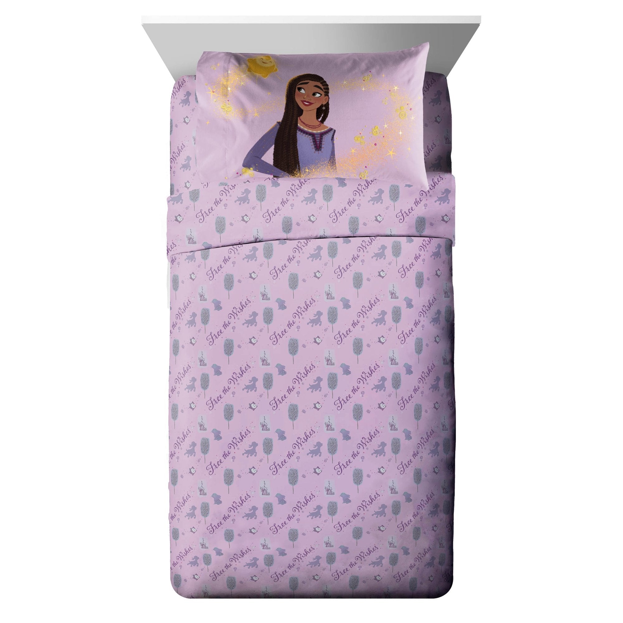 Disney Wish Purple 5 Piece Twin Bed Set w/ Sham, 100% Microfiber - view 3