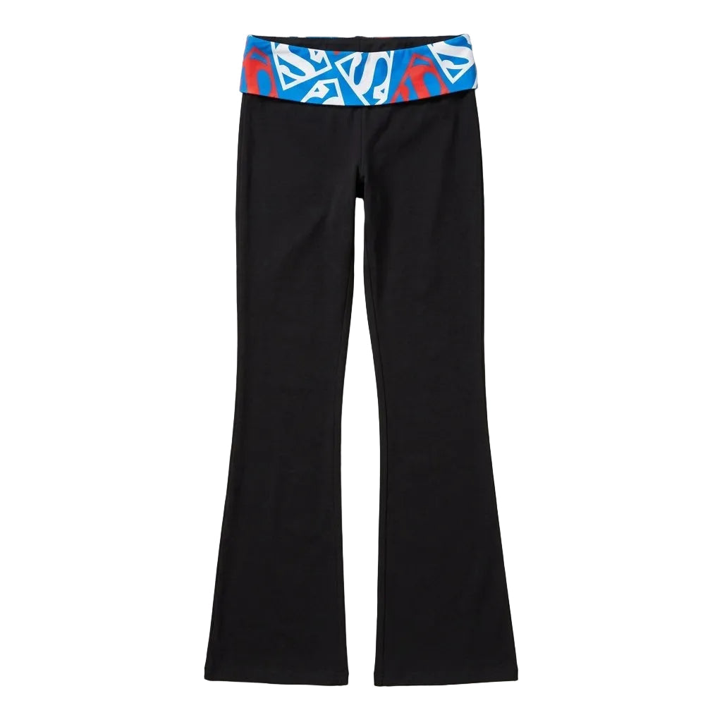 Women's Juniors Color Superman Logo Fold Yoga Pants