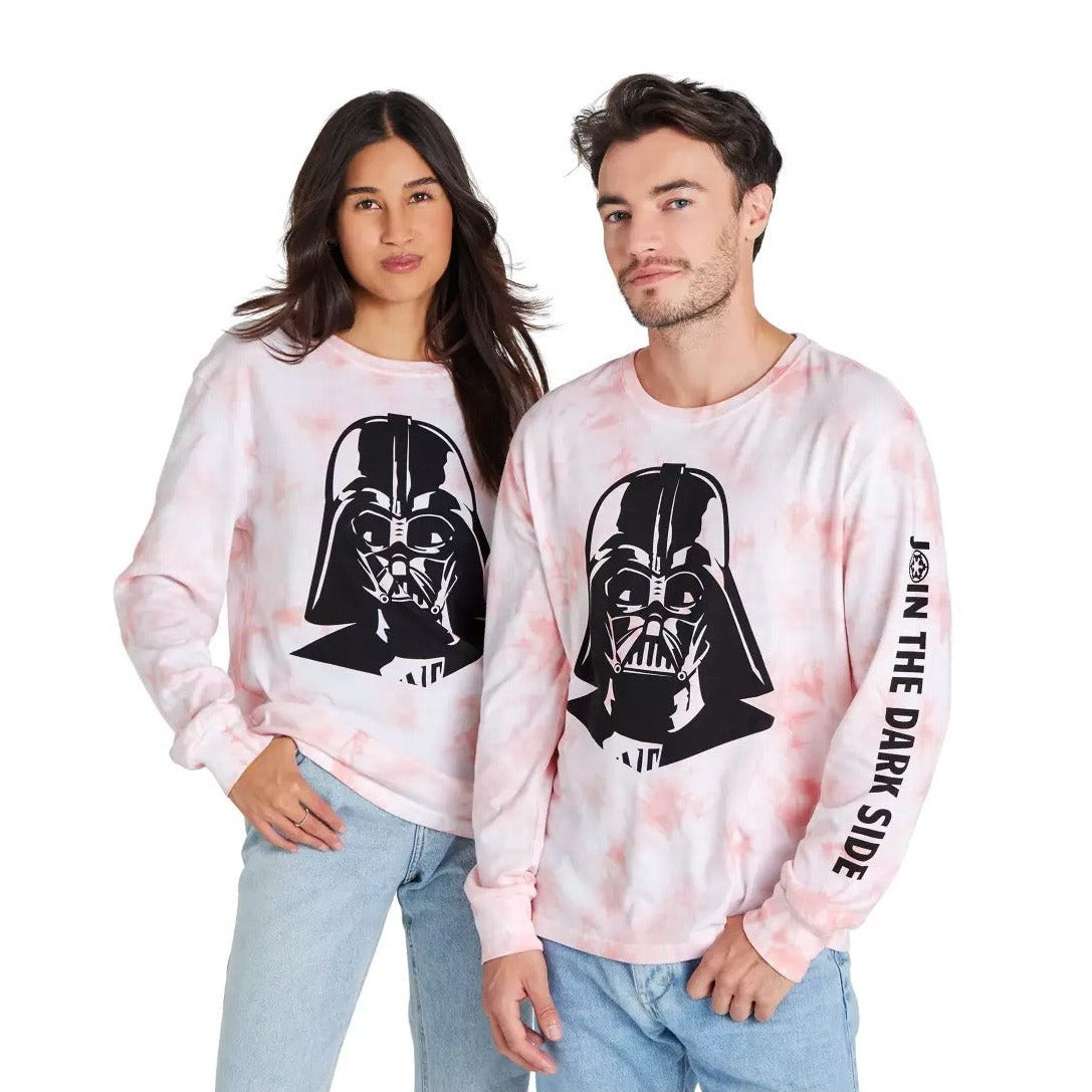 Adults Pink Acid Wash Darth Vader Long Sleeve T-Shirt Tee