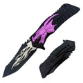 KN 1749-PL 4.5 inch Purple Fire Breathing Dragon Outdoor Camping Tool Multifunctional Fruit Folding Knife