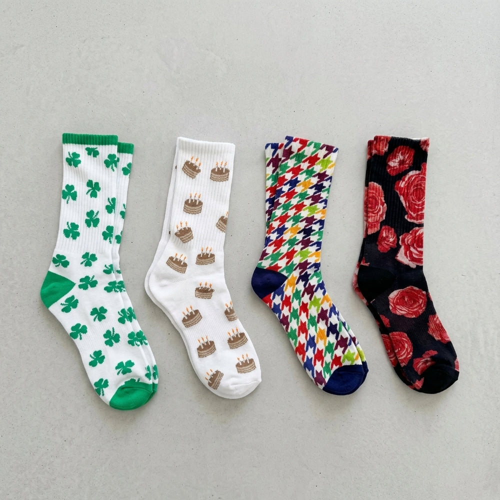 Men's Novelty Crew Socks 12-Pack | Mixed Graphic Designs & Fun Patterns