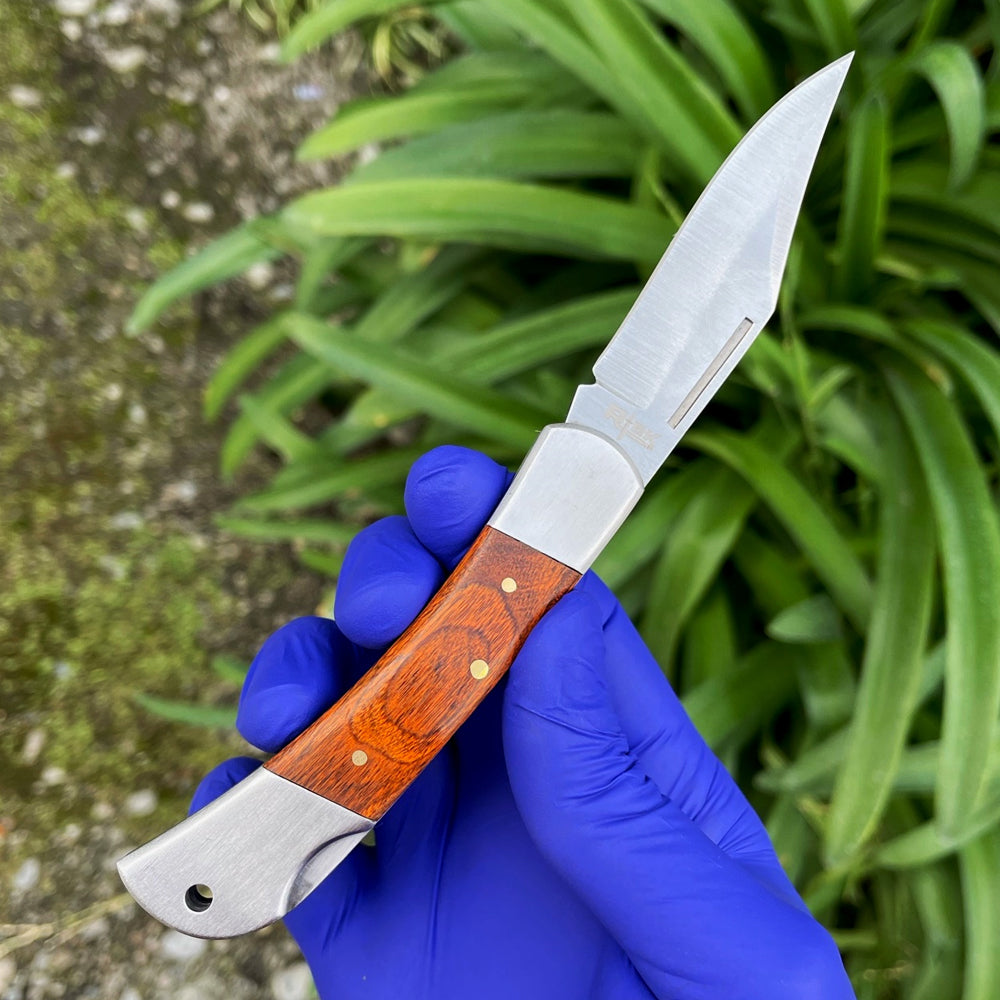 Rtek 3.75 inch Spanish Brown Wood Handle Pocket Knife, Lockback Traditional Folding Knife for Outdoor, - view 9