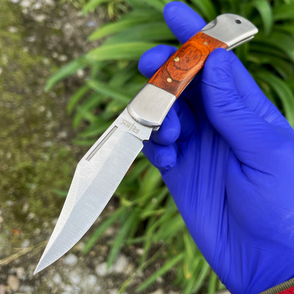 Rtek 3.75 inch Spanish Brown Wood Handle Pocket Knife, Lockback Traditional Folding Knife for Outdoor, - view 11