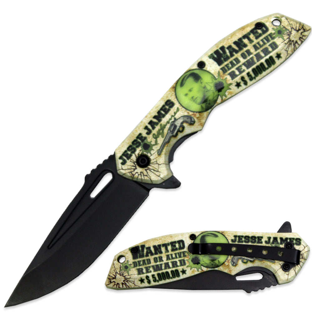 BF 1877-JJ 4.75 inch Glow In The Dark Jesse James Outdoor Camping Tool Multifunctional Fruit Folding Knife