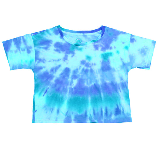 Big Girls or Little Girls Blue Tie Dye Wonder Nation Short Sleeve Regular Tee T-Shirt - Bladevip