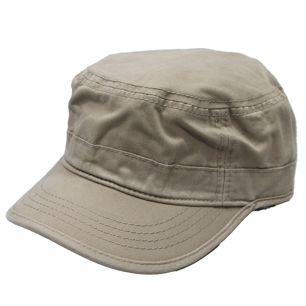 Men's Beige Free Authority Cadet Army Military Fitted Button Cap - Bladevip