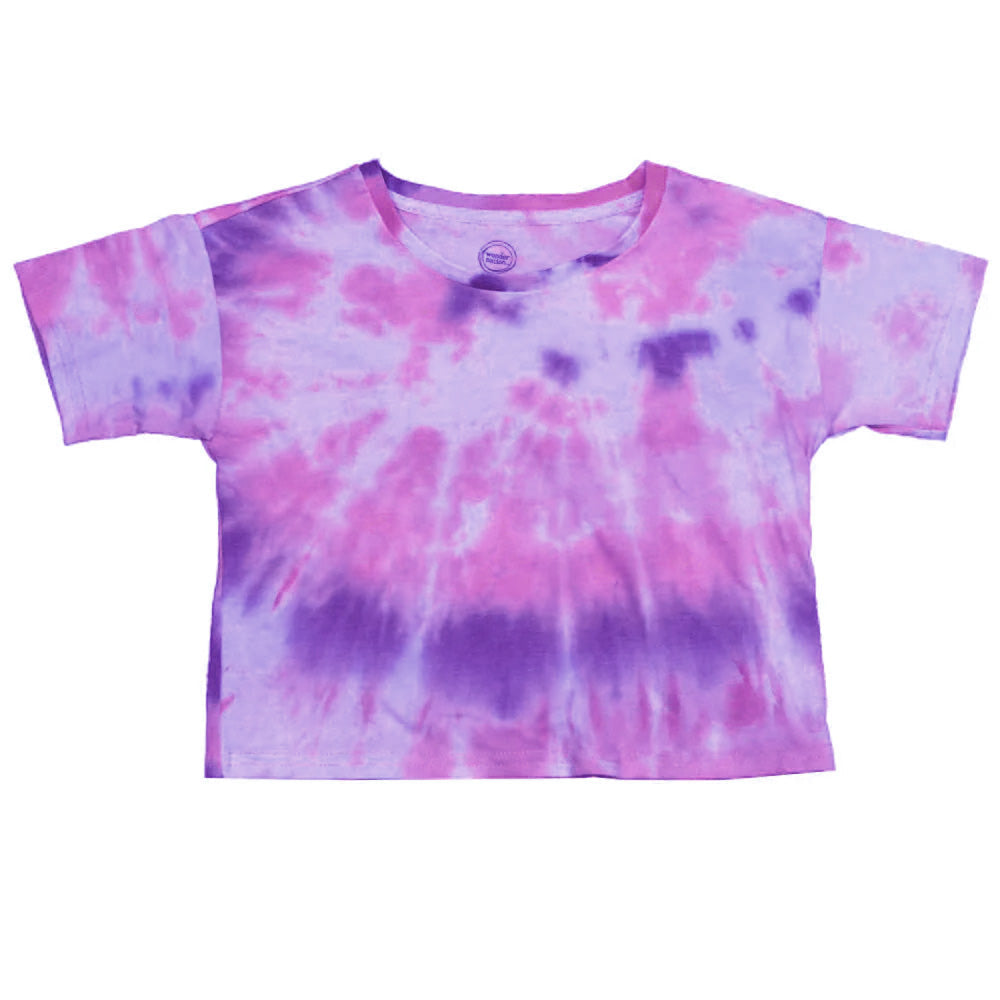 Big Girls or Little Girls Purple Tie Dye Wonder Nation Short Sleeve Regular Tee T-Shirt - Bladevip