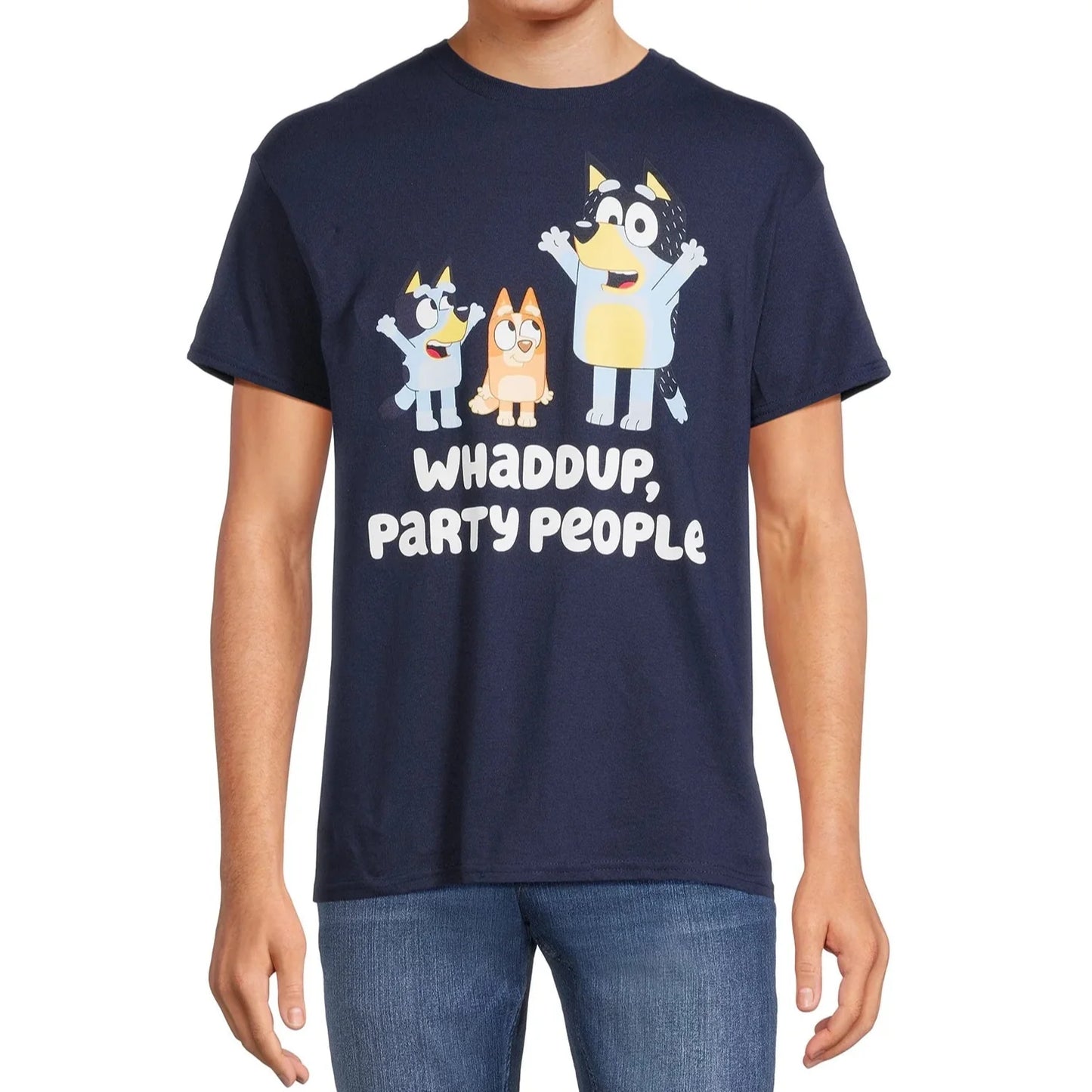 Men's Bluey Whaddup Party People Graphic Tee T-Shirt