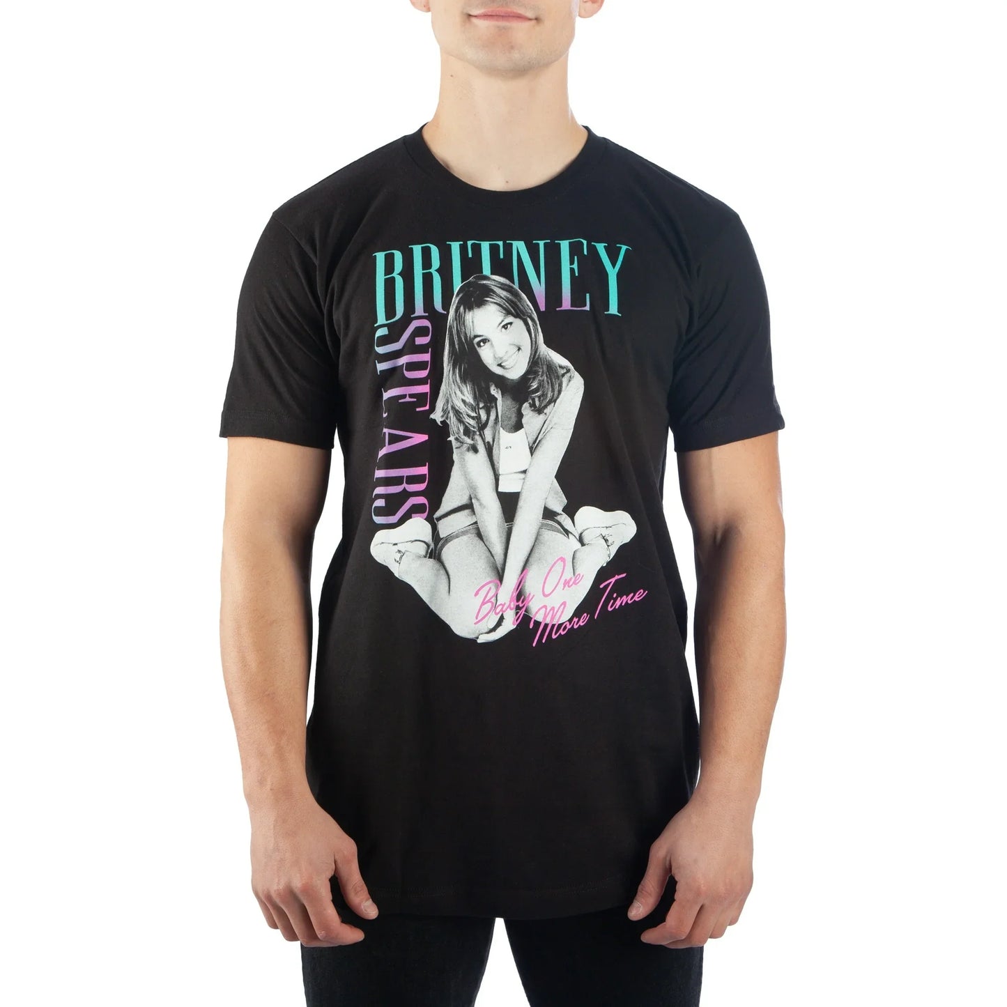 Men's Britney Spears Crew Neck Short Sleeve Black Tee T-Shirt