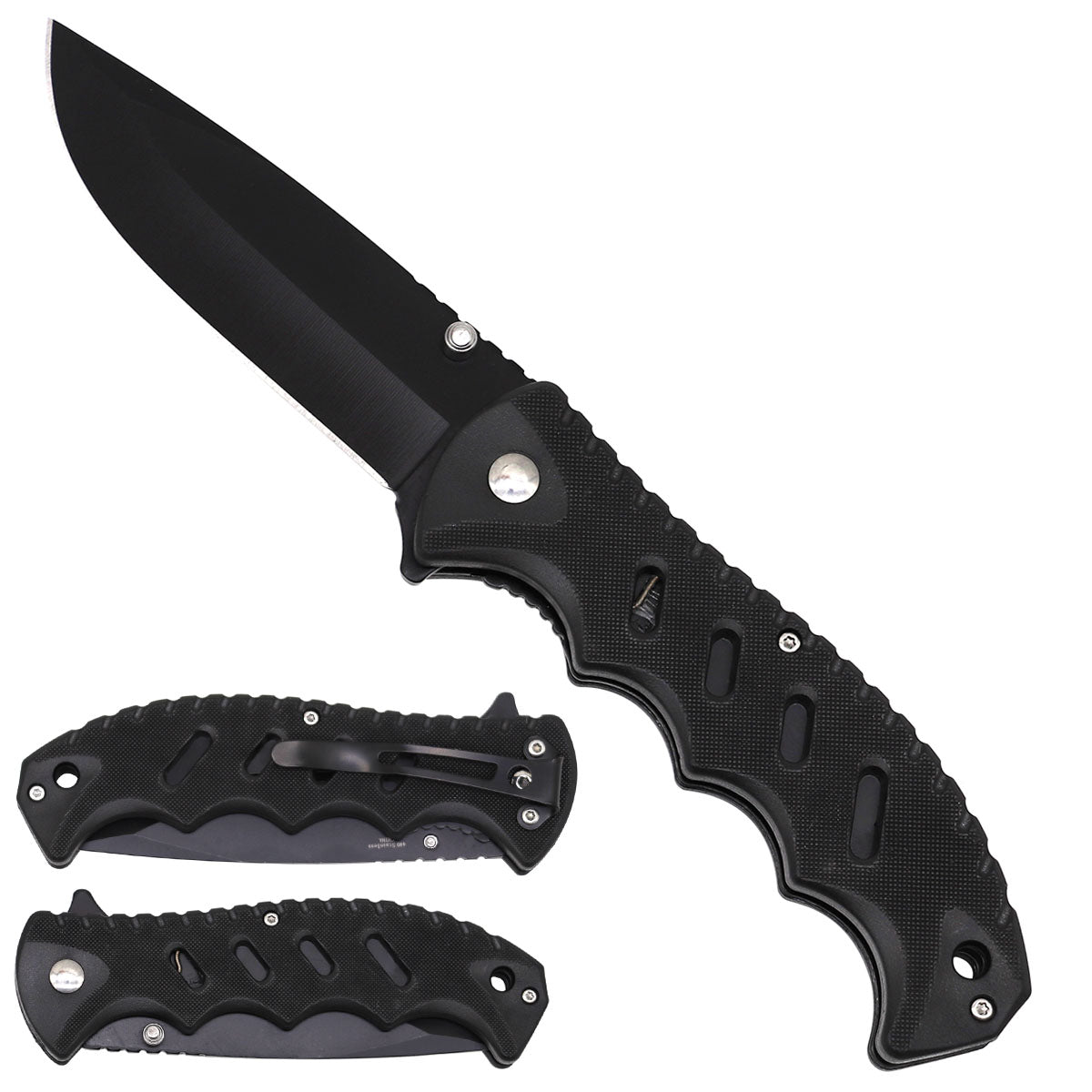 KS 103-BK 4.5 inch Black ABS Outdoor Camping Tool Multifunctional Fruit Folding Knife