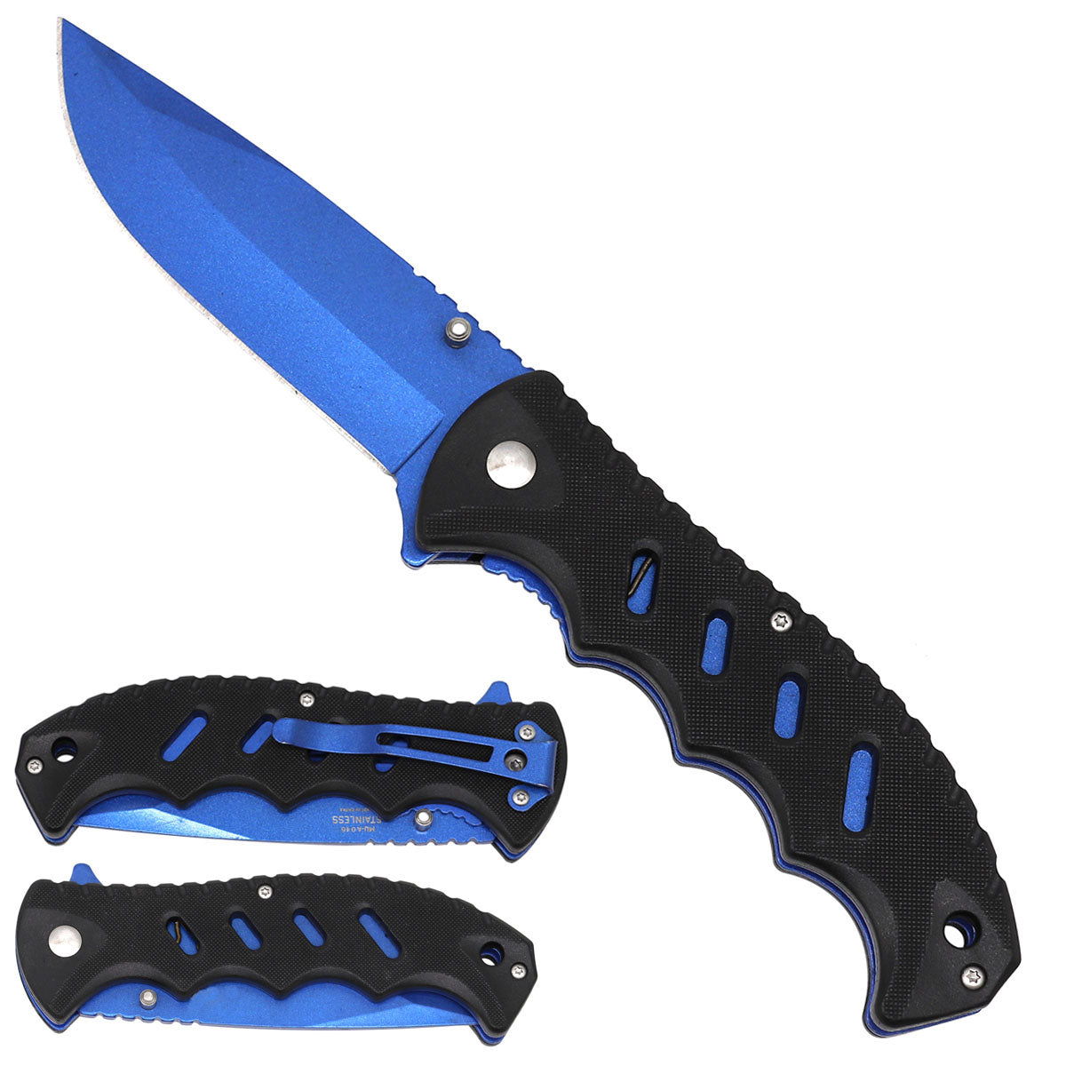 KS 103-BL 4.5 inch Blue Blade ABS Outdoor Camping Tool Multifunctional Fruit Folding Knife