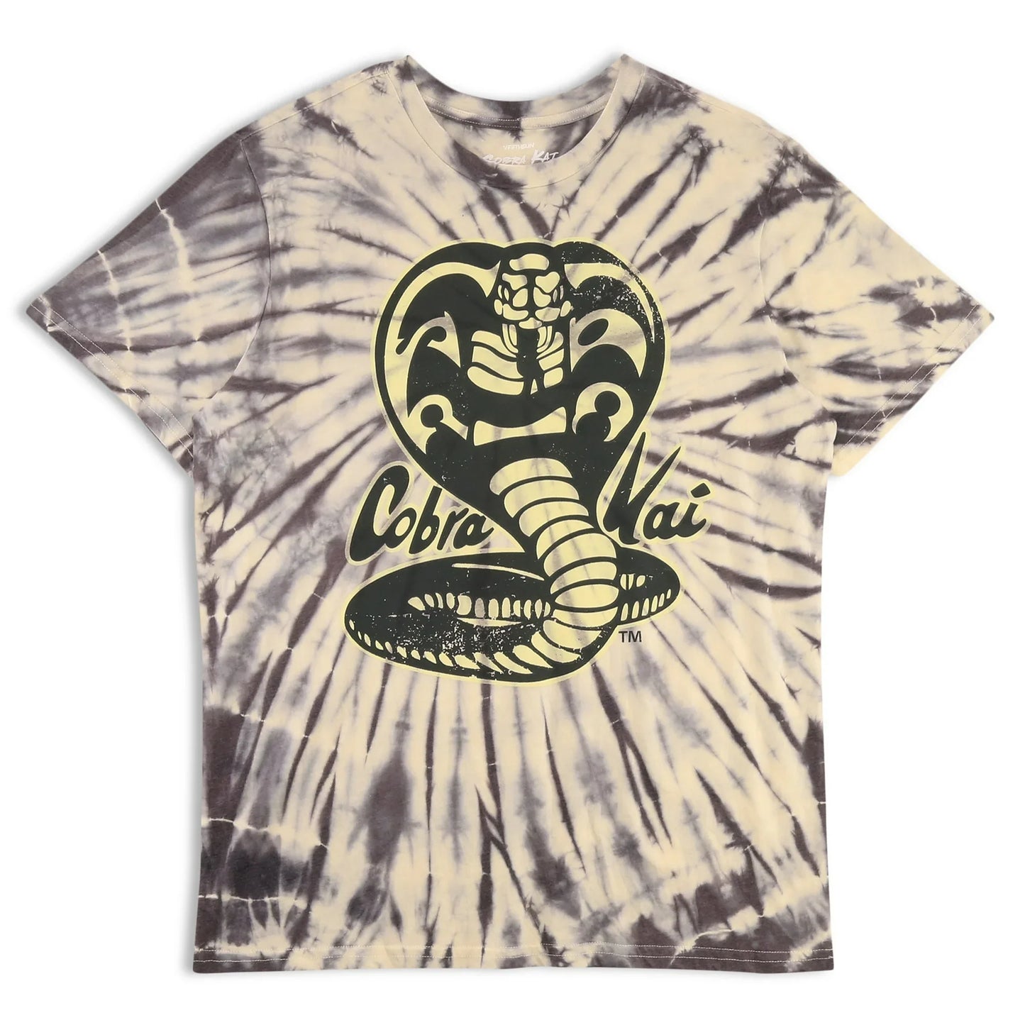 Men's Cobra Kai Yellow Rose & Black Tie Dye Graphic Tee T-Shirt