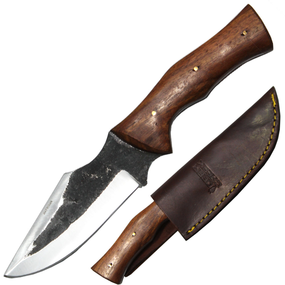 DC 799-RW 9" Deer Creek Hand Forged Rosewood Handle Hunting Knife with Leather Sheath - Bladevip