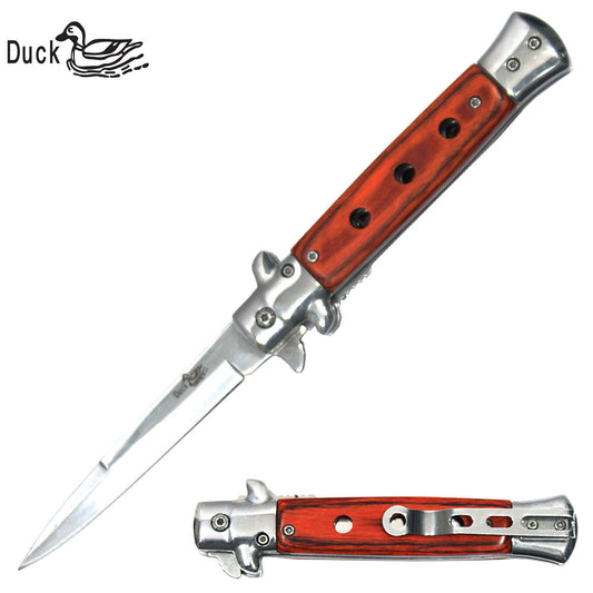 DK 0014-PW 5" Brown Pakkawood Duck USA Classic Assist-Open Folding Knife
