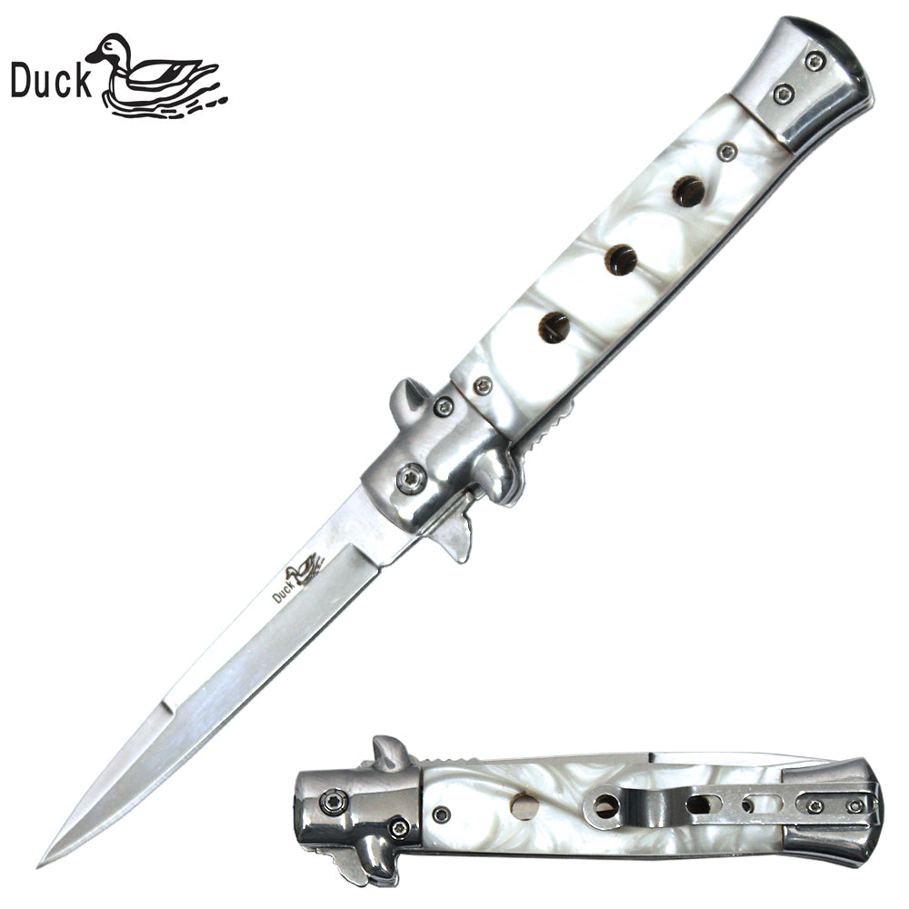 DK 0014-WH 5" White Ivory Duck USA Classic Assist-Open Folding Knife - Bladevip