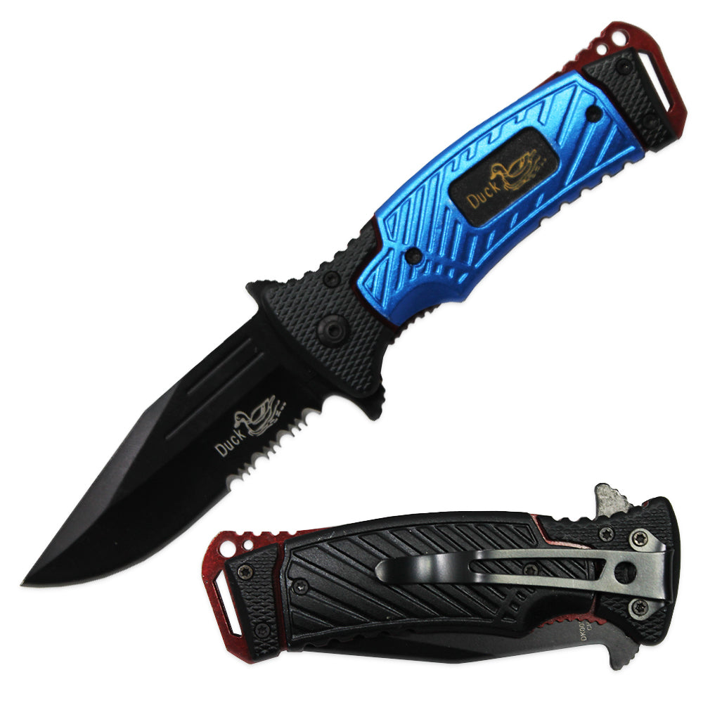 DK 0033-BL 4.5" Blue Assist-Open Tactical Handle Duck USA Folding Knife - Bladevip