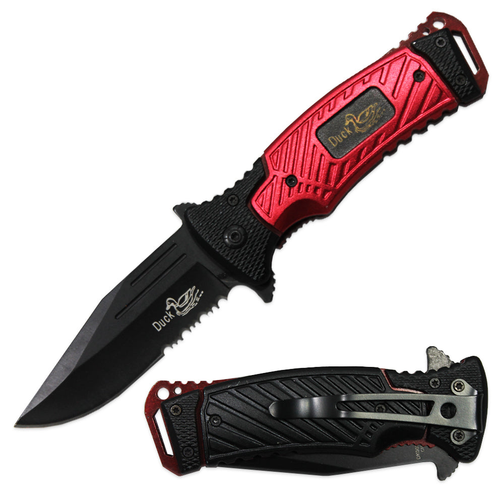 DK 0033-RD 4.5" Red Assist-Open Tactical Handle Duck USA Folding Knife - Bladevip