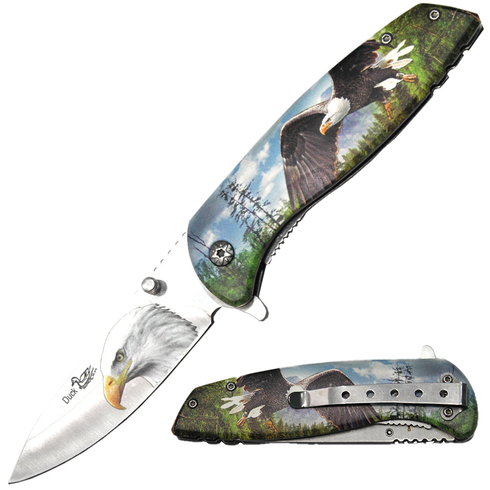 DK 5086-EA 4.5" Duck USA Eagle Wildlife Handle Assist-Open Folding Knife