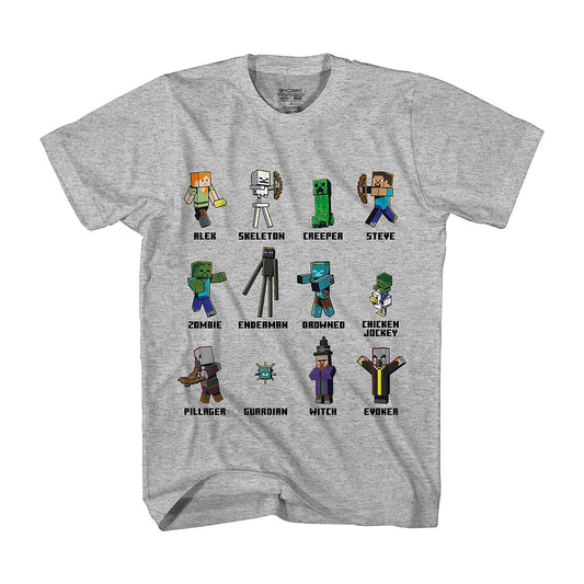 Boy's Crew Neck Short Sleeve Minecraft Graphic T-Shirt Tee