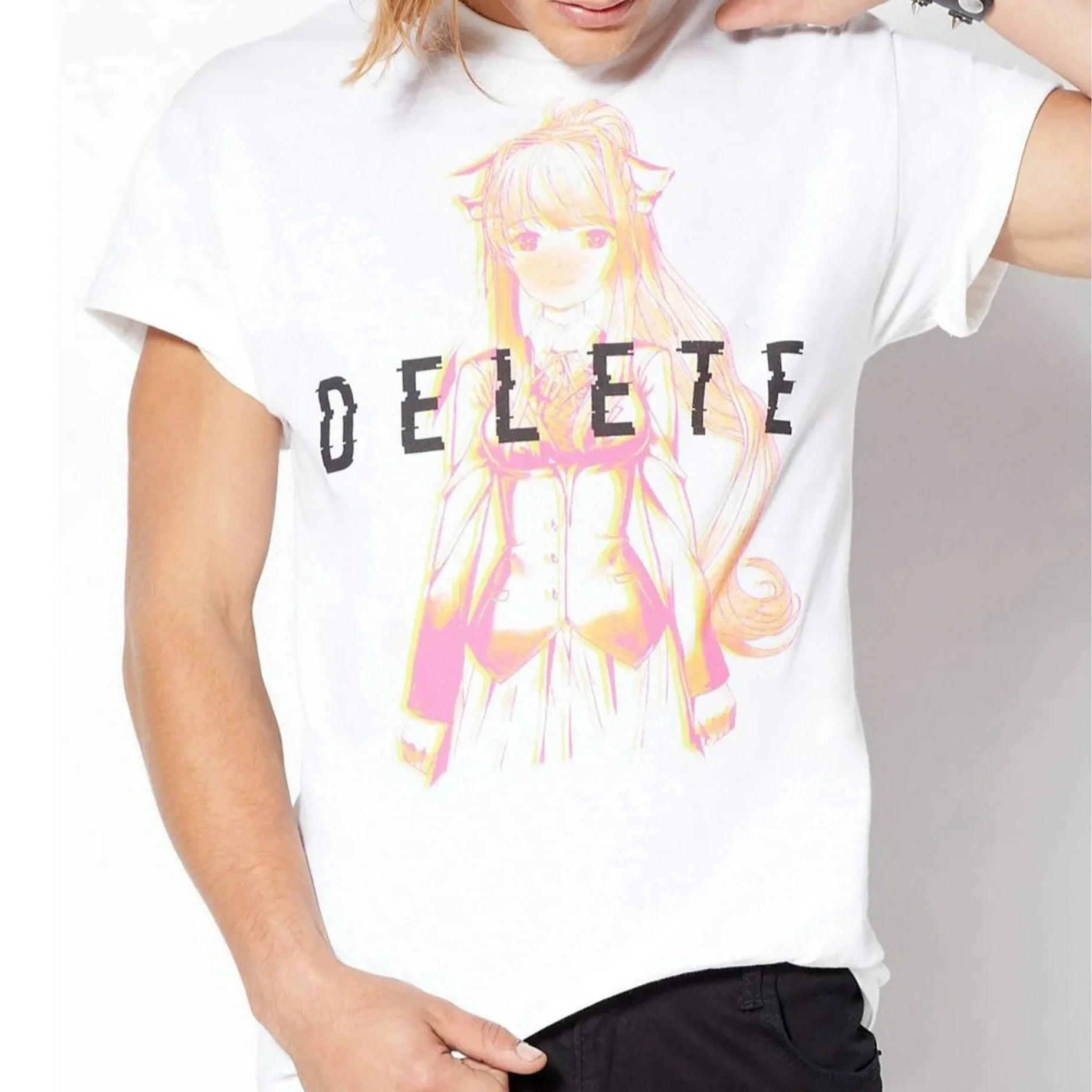 Mens Doki Doki Literature Cub Horror Video Game Delete Monika Tee T-Shirt - view 3