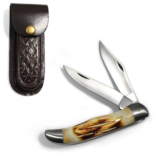 GR 988-BN 5" Two Blade Bone Handle Folding Knife - Bladevip