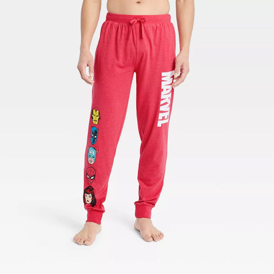 Men's Marvel Heathered Red Jogger Pajama Pants
