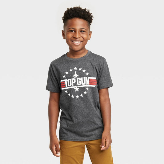 Boys' Top Gun Short Sleeve Graphic T-Shirt Grey Heather - Bladevip