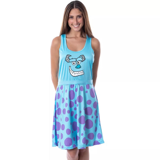 Disney Monsters Inc Mujer Sulley Pijama Camisón Disfraz Vestido Azul
