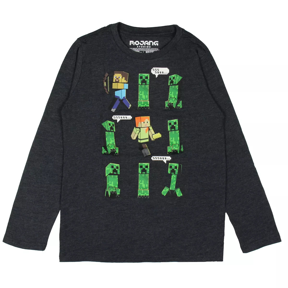 Boys' Minecraft Alex And Steve Among Creepers Long-Sleeve Graphic T-Shirt - Bladevip