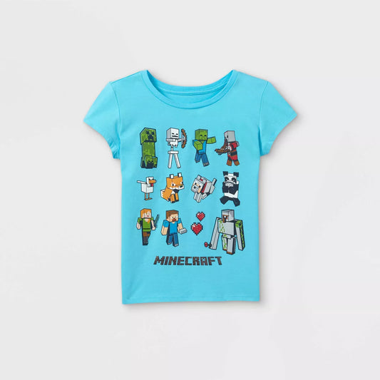 Girls' Minecraft Characters Short Sleeve Graphic T-Shirt Blue