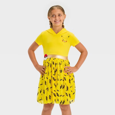 Girls' Pokémon Pikachu Cosplay Short Sleeve Tutu Dress - Gold/Black/Yellow - view 5