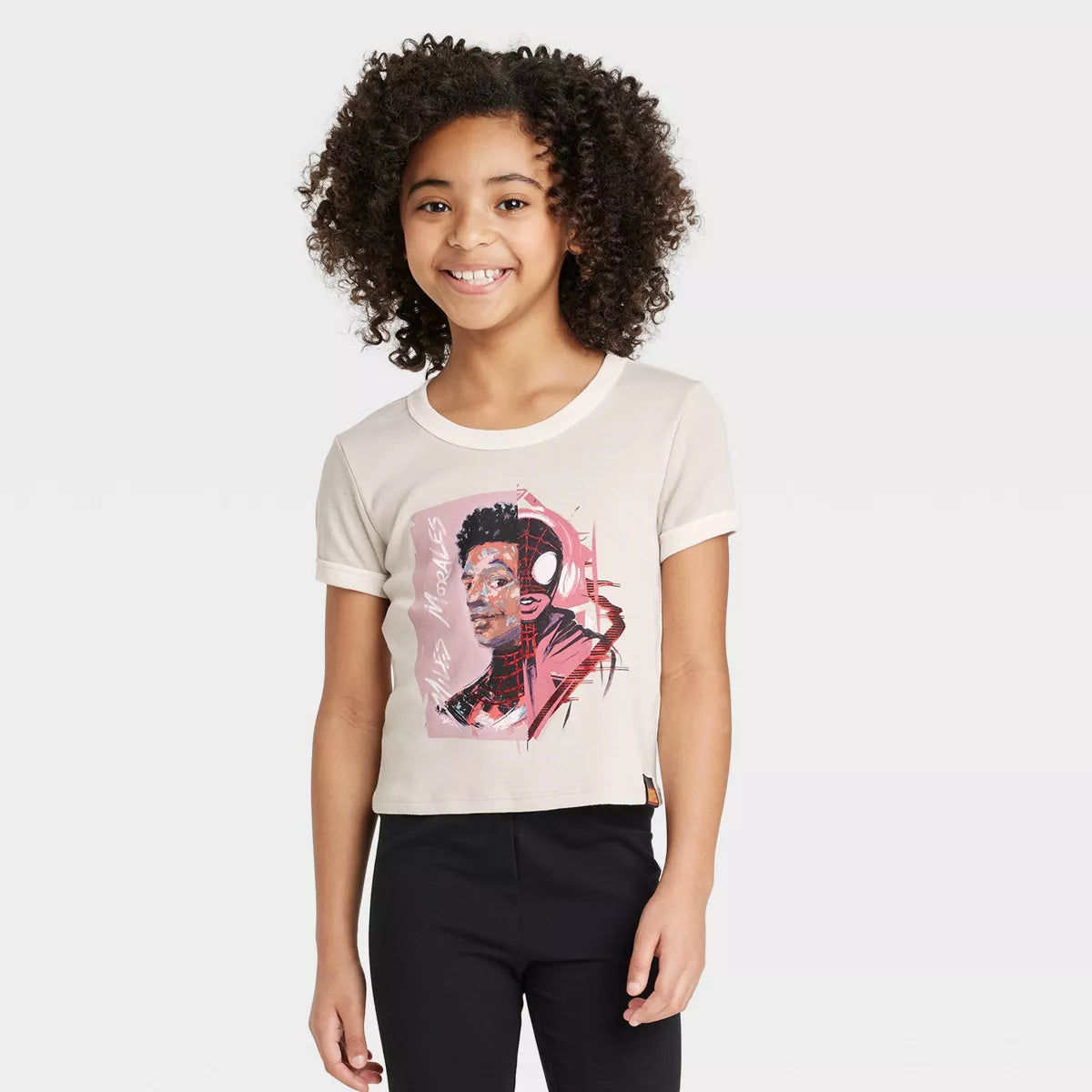 Girls' Marvel Spider-Man: Miles Morales x Nikkolas Smith Cropped Top Beige - Bladevip