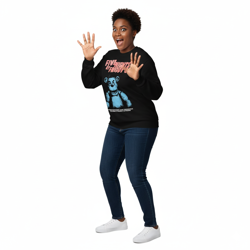 Women Junior's Five Nights At Freddy's Jumbo Print Graphic Sweater - view 2