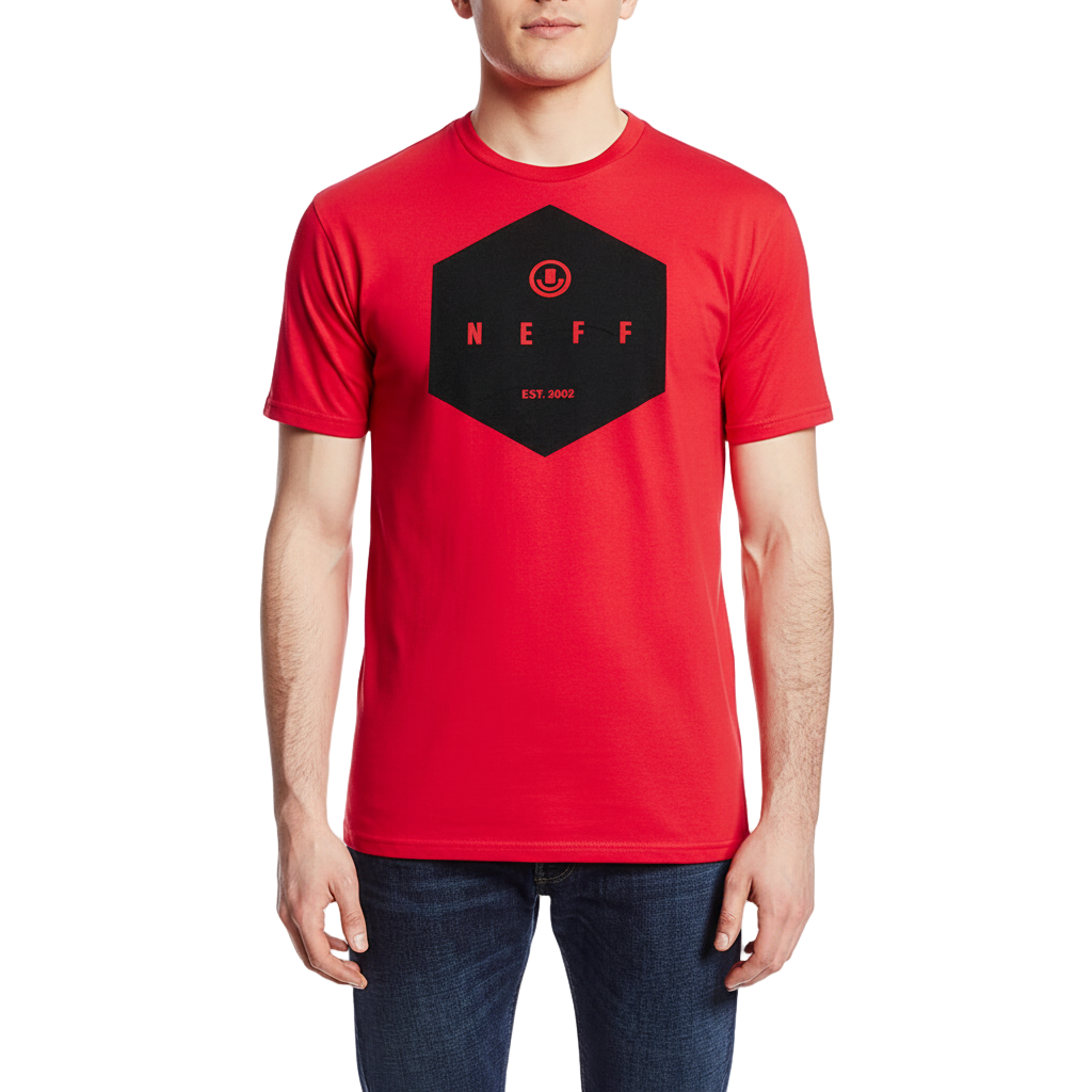 Men's Red Heather Neff EST 2002 Geometric Graphic Tee T-Shirt - view 4
