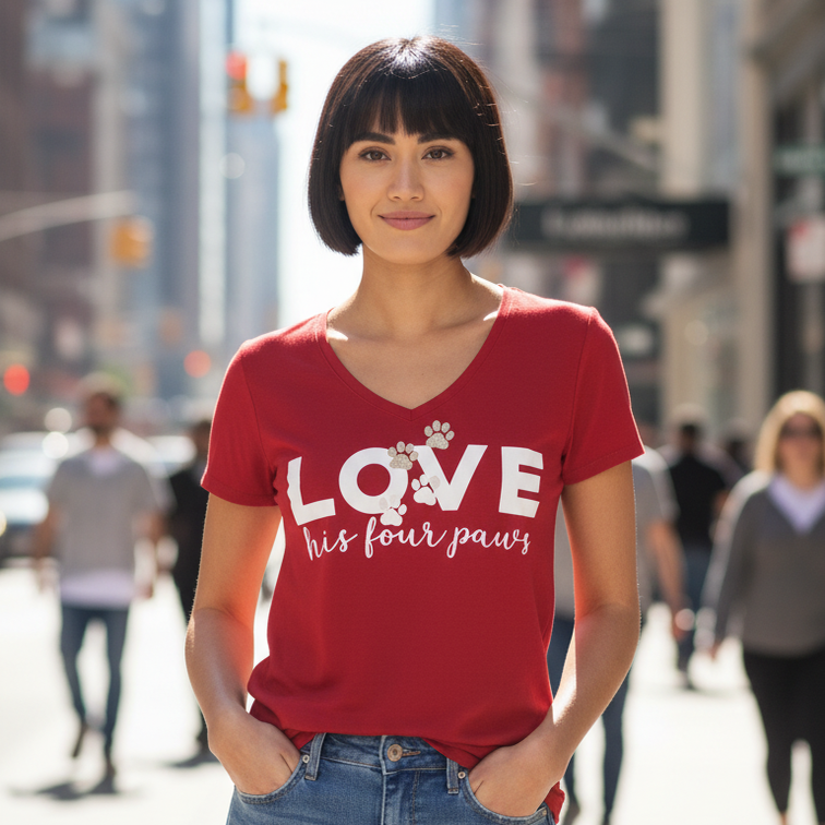 Women's Celebrate Togehter™ Red Love Has Four Paws Graphic Tee T-Shirt - view 2