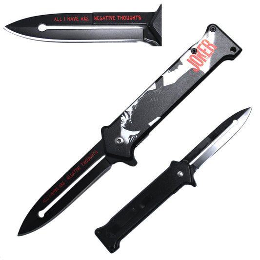 JK 6416-3 4'' Metal Fantasy Print Handle Assist Folding Knife with Belt Clip - Bladevip