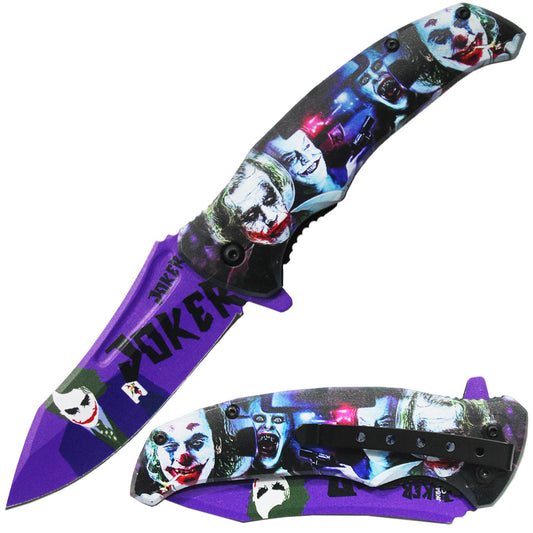 JK 6418-PP 4.5" Purple Fantasy Full Print Assist-Open Folding Knife with Pocket Clip - Bladevip