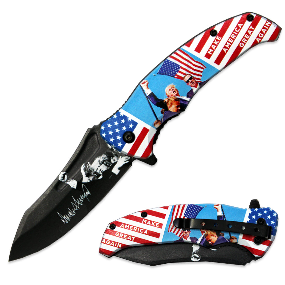 JK 6418-T9 4.5" Double Sided Print Assist-Open Folding Knife with Pocket Clip - Bladevip