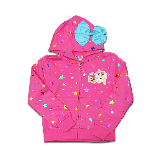 Girls JoJo Siwa Shooting Stars 3D Bow Zip-up Hoodie Jacket