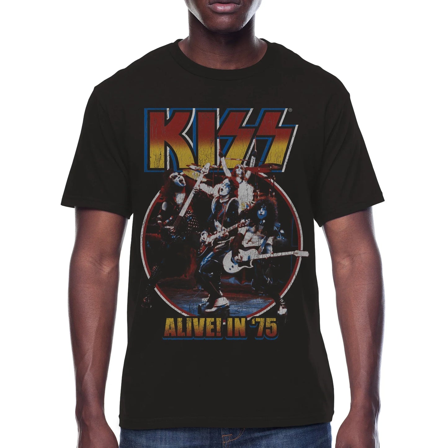 Men's KISS Alive In 75 Graphic Crew Neck T-Shirt Tee