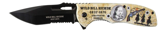 KN 1982-WB Cuchillo plegable con apertura asistida Wild Bill Hickok Legends of the West de 4,5"