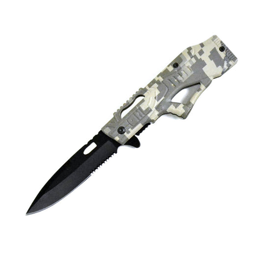 KN 1475-A 4.25" Digital Camo Gun Shaped Folding Knife with Belt Clip