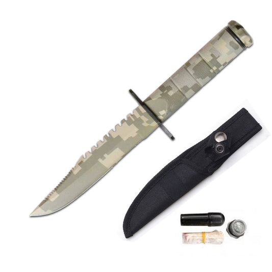 KN 1601-CM1 8.5" Digital Camo Survival Knife with Nylon Sheath