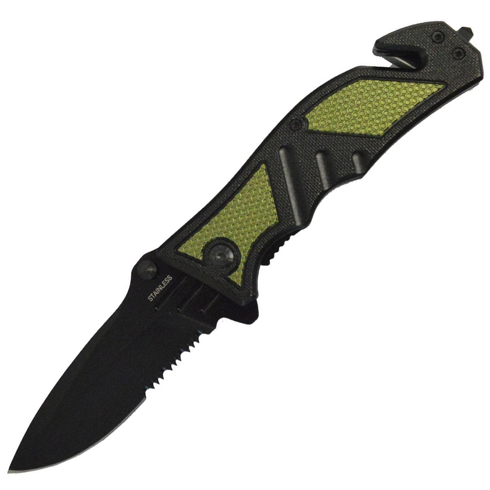 KN 1747-GN 4.5" Green Assist-Open Tactical Rescue Knife - Bladevip