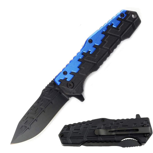 KN 1798-BL 4.55" Blue Digital Camo Assist-Open Folding Knife with Belt Clip