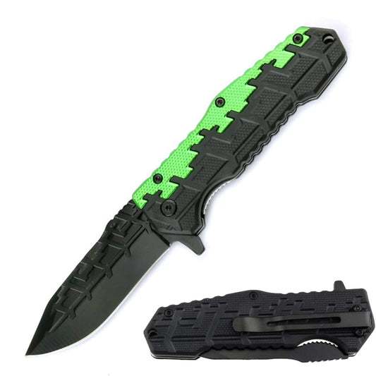 KN 1798-GN 4.5" Green Digital Camo Assist-Open Folding Knife with Belt Clip