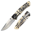 KN 1859-D 4.25 inch Sketch Wildlife Dear Folding Knife with Belt Clip