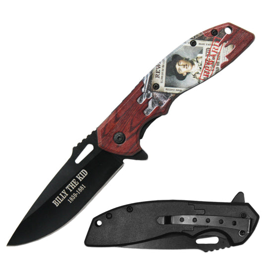 4.5" Assist-Open Billy the Kid Legends of the West  Folding Knife with Belt Clip - Bladevip